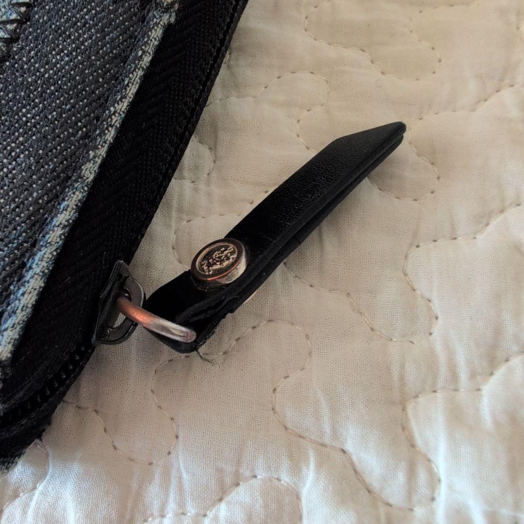 DIESEL　ディーゼル　長財布　デニム地　ブルー　ラウンドジップ　パッチワーク