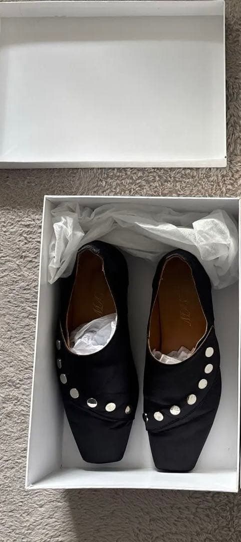 MASU 24aw ブラックサテンシューズ　箱付き