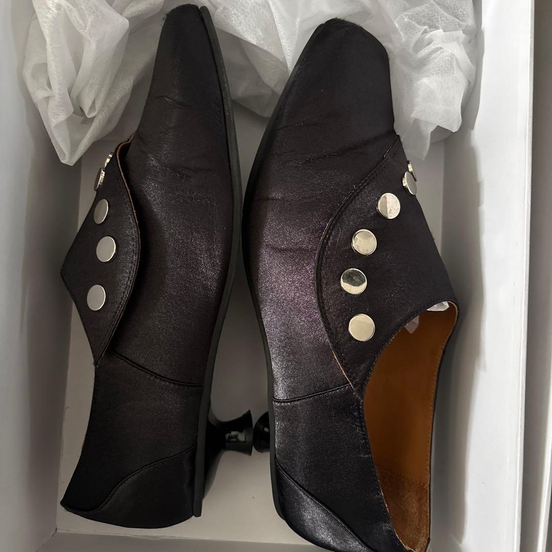 MASU 24aw ブラックサテンシューズ　箱付き