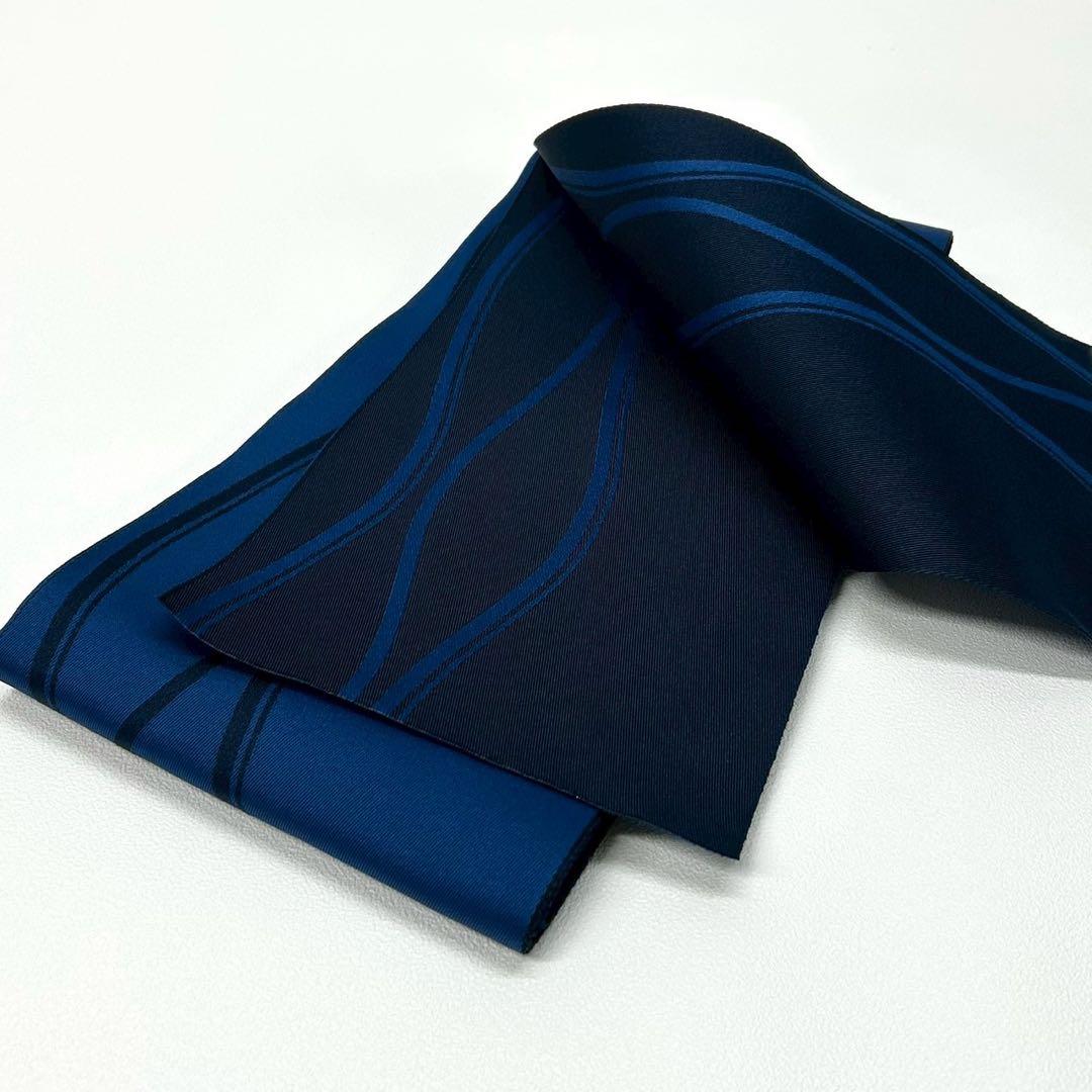 浴衣　綿麻　粋な夏着物　菊柄　紺色　４M 半幅帯　濃紺　紺　2点0806③