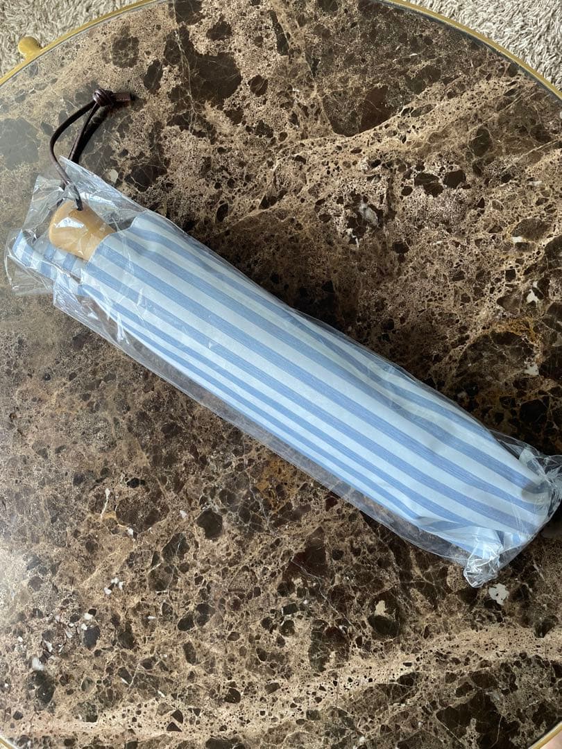 サンバリア100 完全遮光日傘 新品　ストライプ ブルー UV 遮熱 50cm