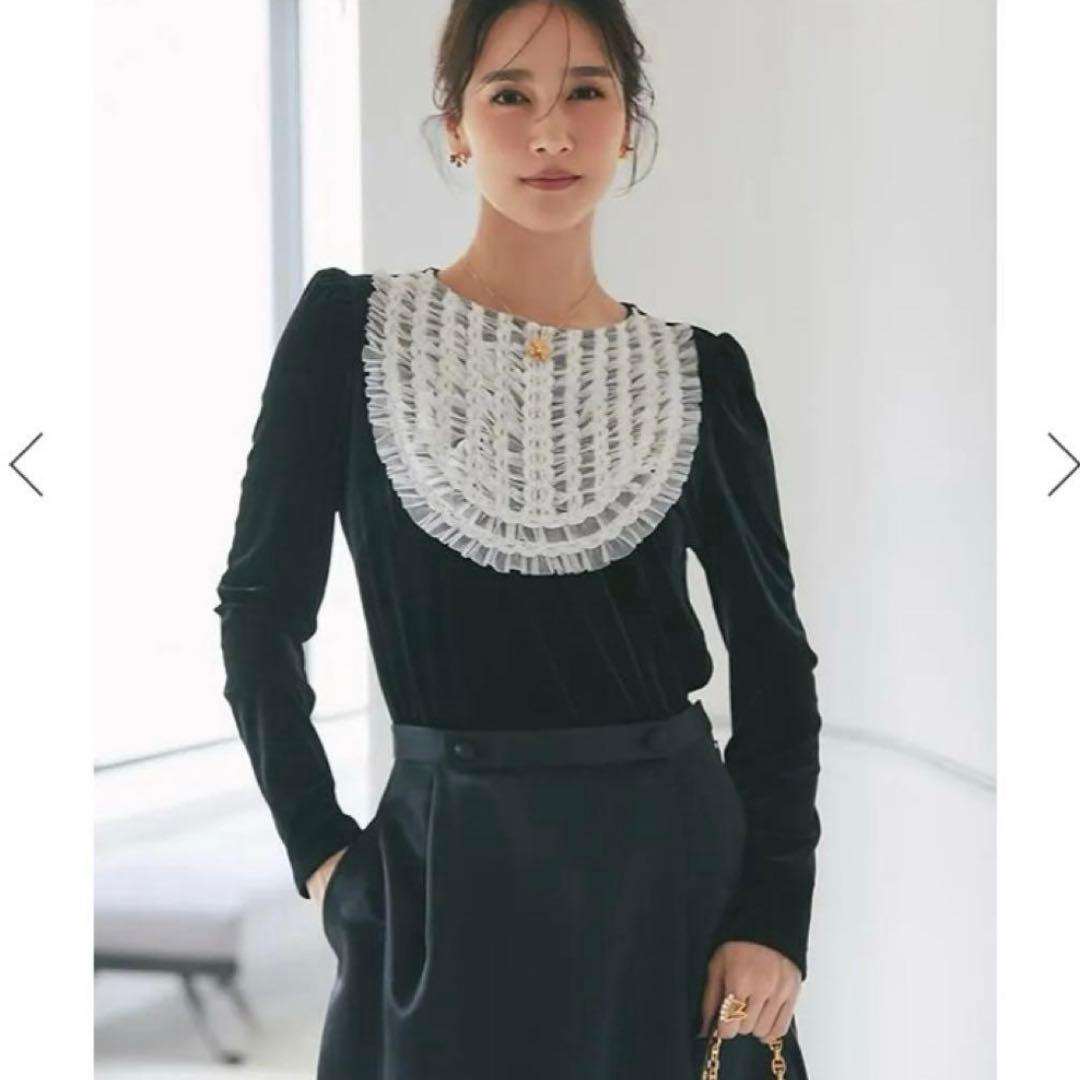 ブラック チュールフリルベロアトップス　Sサイズ タグ付き