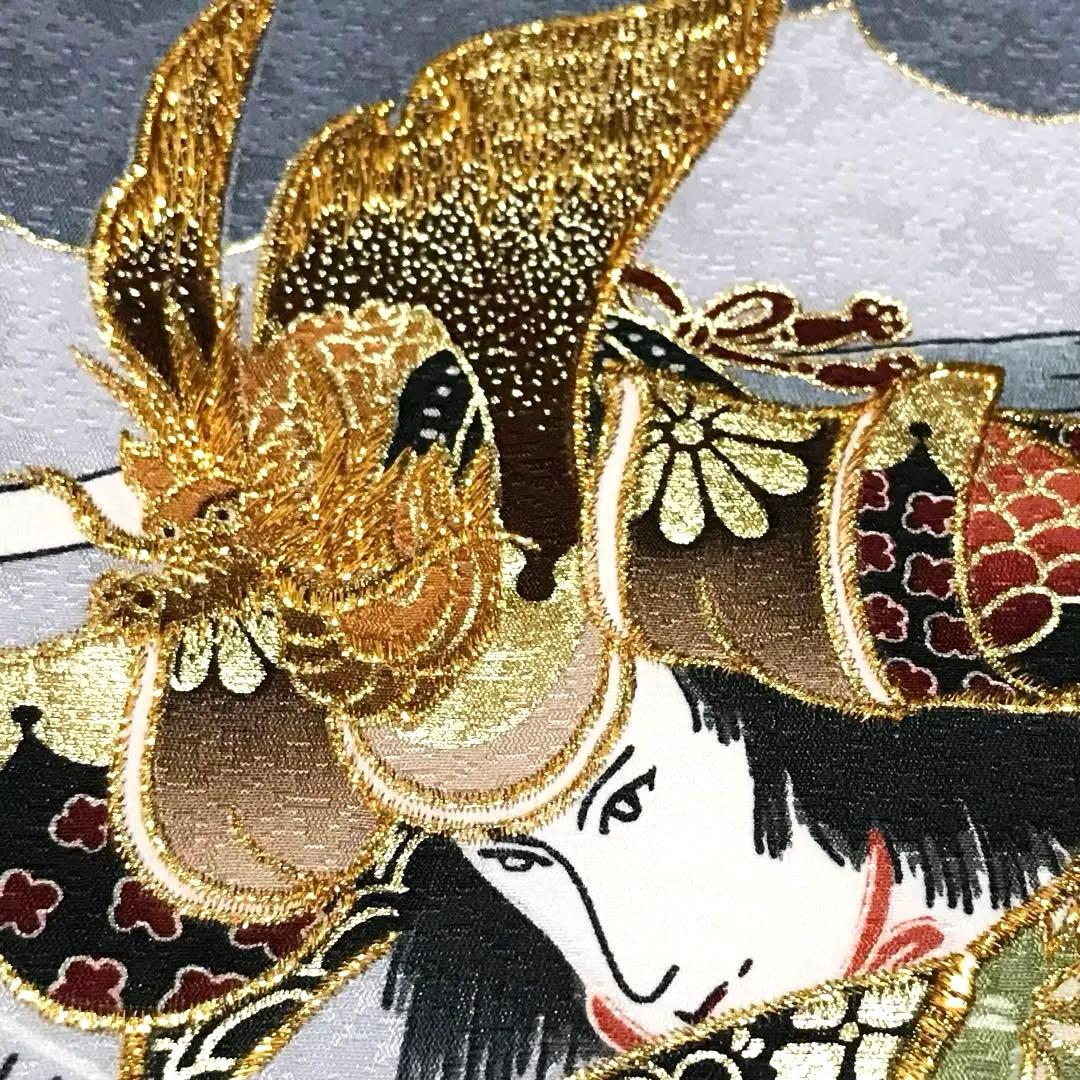 【新品】正絹 若武者 濃グレー❗️豪華金刺繍/お宮参り 産着 男の子/馬 午年