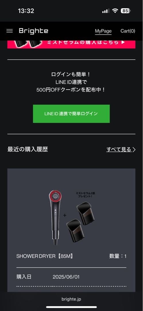 Brighte Shower Dryer 新品ミストセラム2つ付き