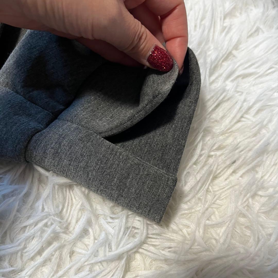 極美品 ストラ 2way 衿取り外しパール付き ワンピース フレア グレー 40