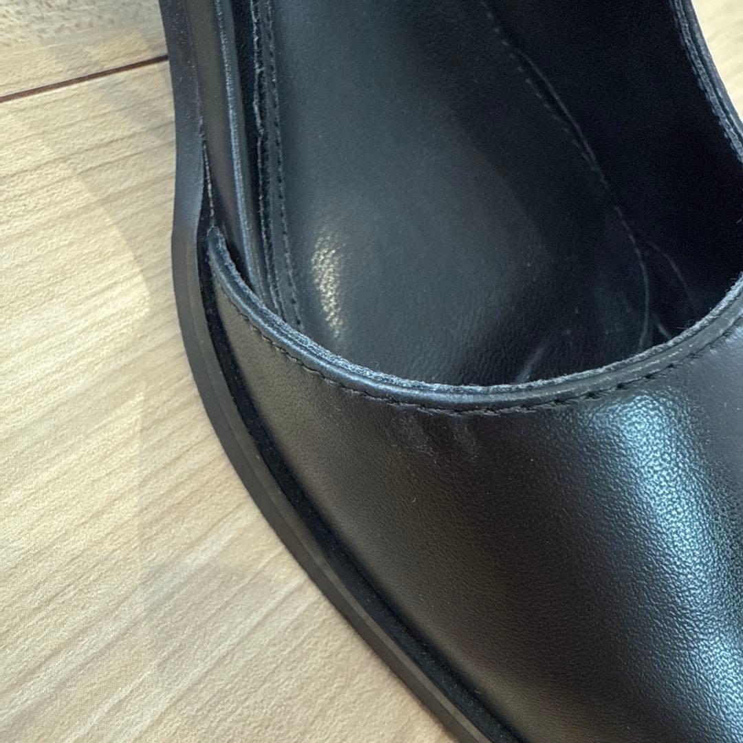 BEAUTY&YOUTHレザーライクオープントゥバックストラップミュールサンダル