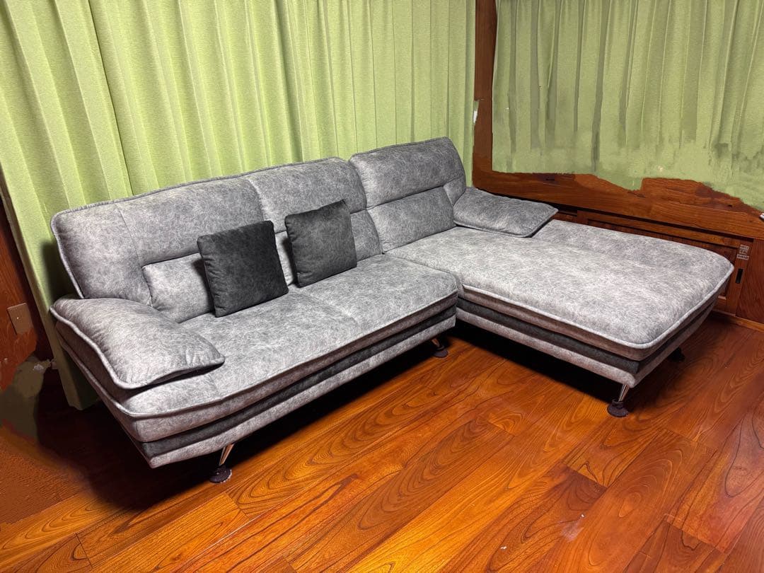 L字型ファブリックカウチソファセット