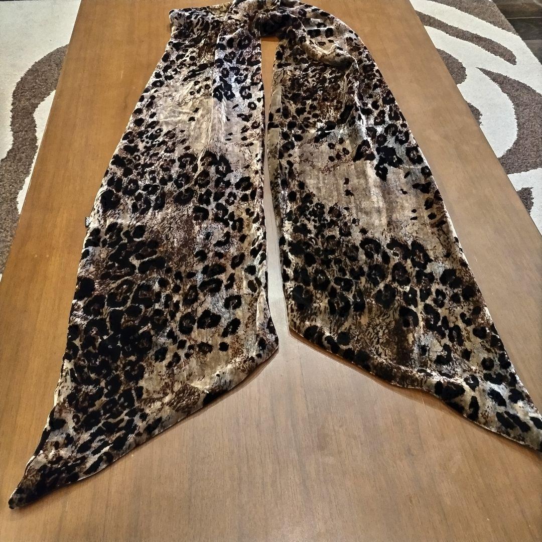ＲＯＥＮブラウン レオパード柄 ベルベット ストール