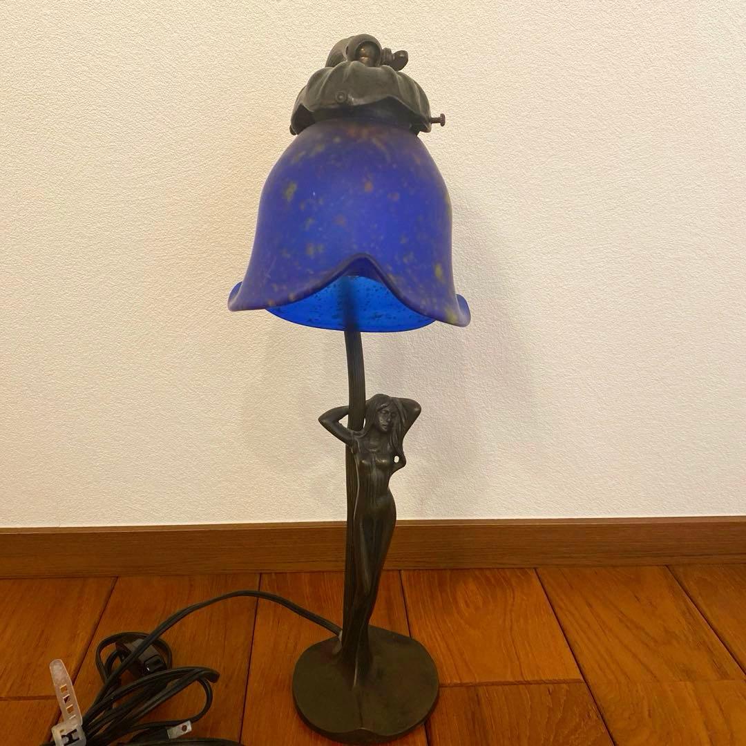 【美品】アンティーク　ランプ　青色