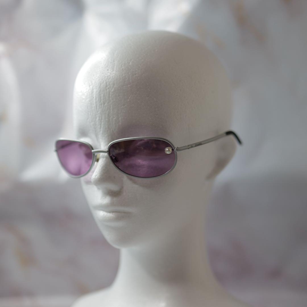 CHANEL シャネル パール オーバル Y2K サングラス ケース付き