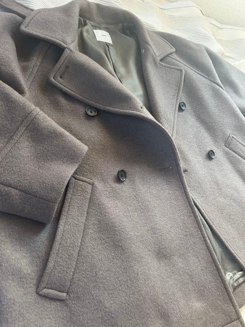 IENA ステンカラー　ダブルブレストピーコート　38 モカグレー/グレージュ