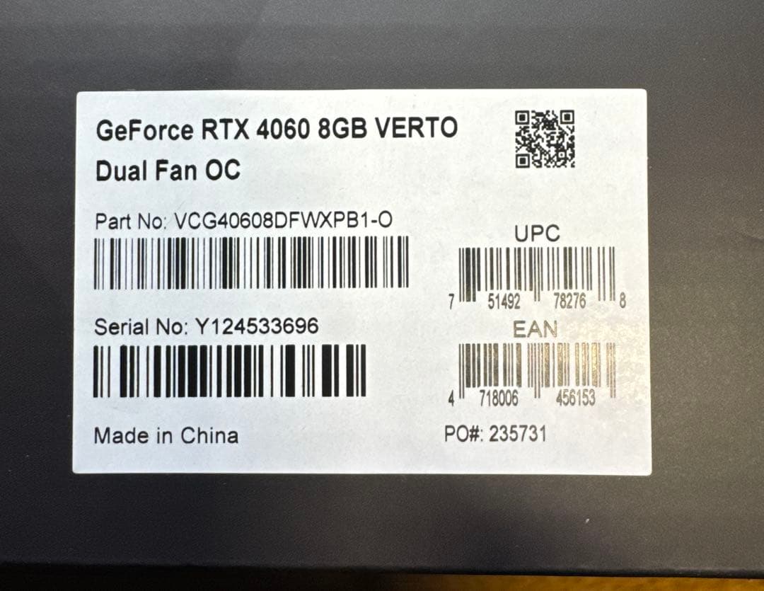 PNY Geforce RTX 4060 8GB OC DUAL FAN 白