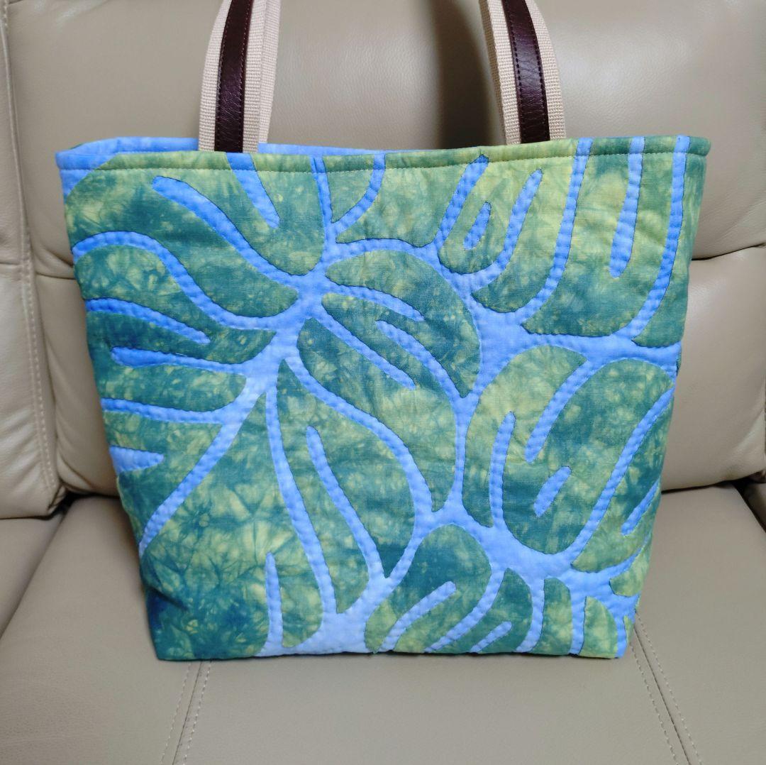 ハワイアンキルトバッグ・モンステラ