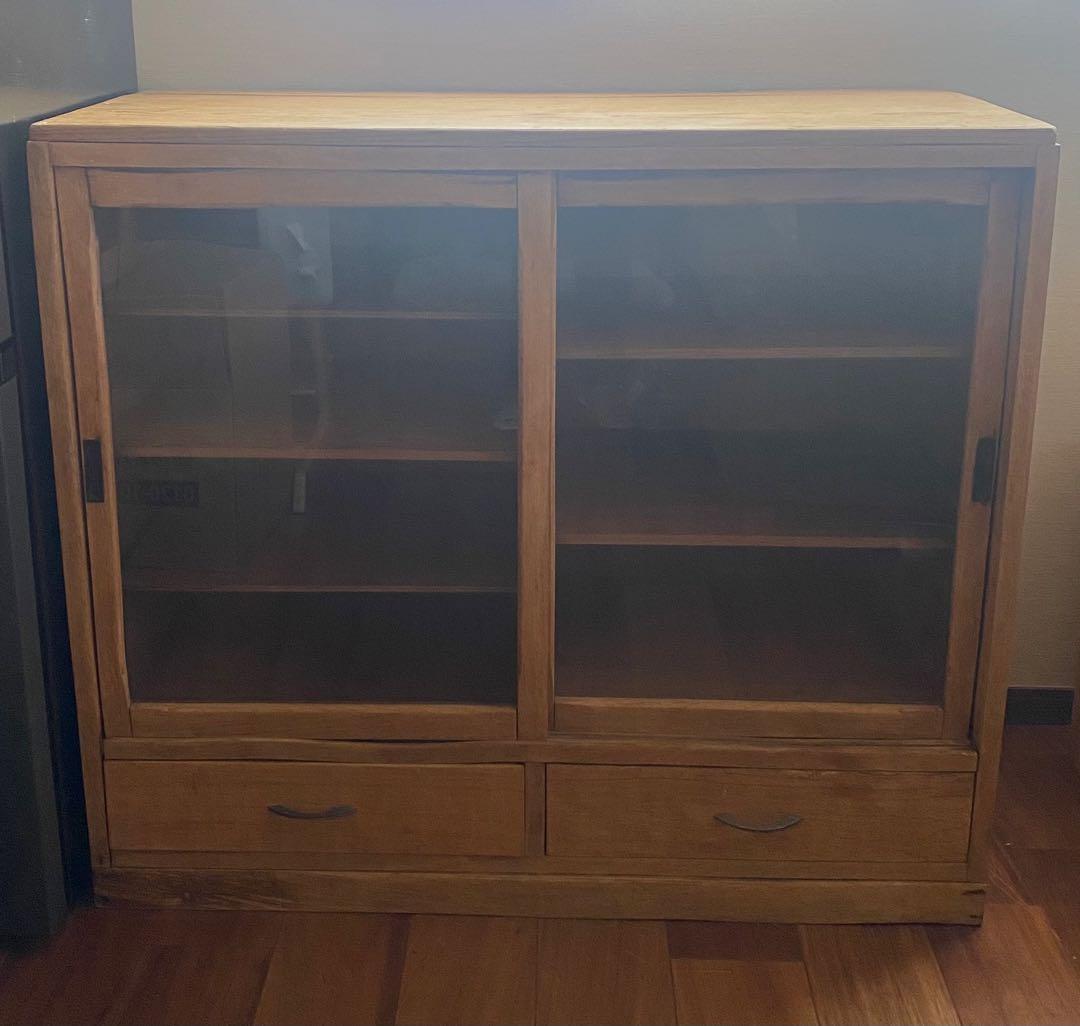 【送料込み】古い木の食器棚