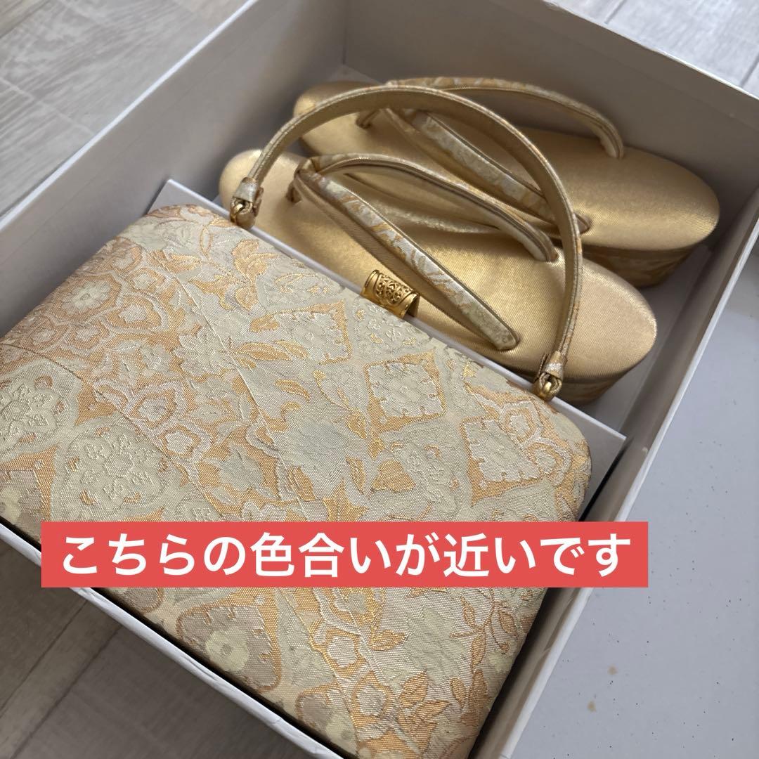 はきもの匠　神田胡蝶　帯地　最高級草履バック　Ｌサイズ　シャンパンゴールド