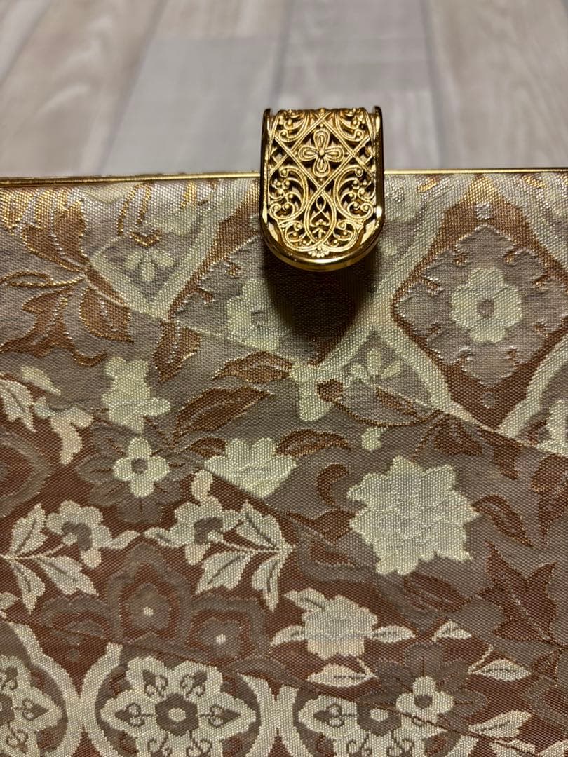 はきもの匠　神田胡蝶　帯地　最高級草履バック　Ｌサイズ　シャンパンゴールド