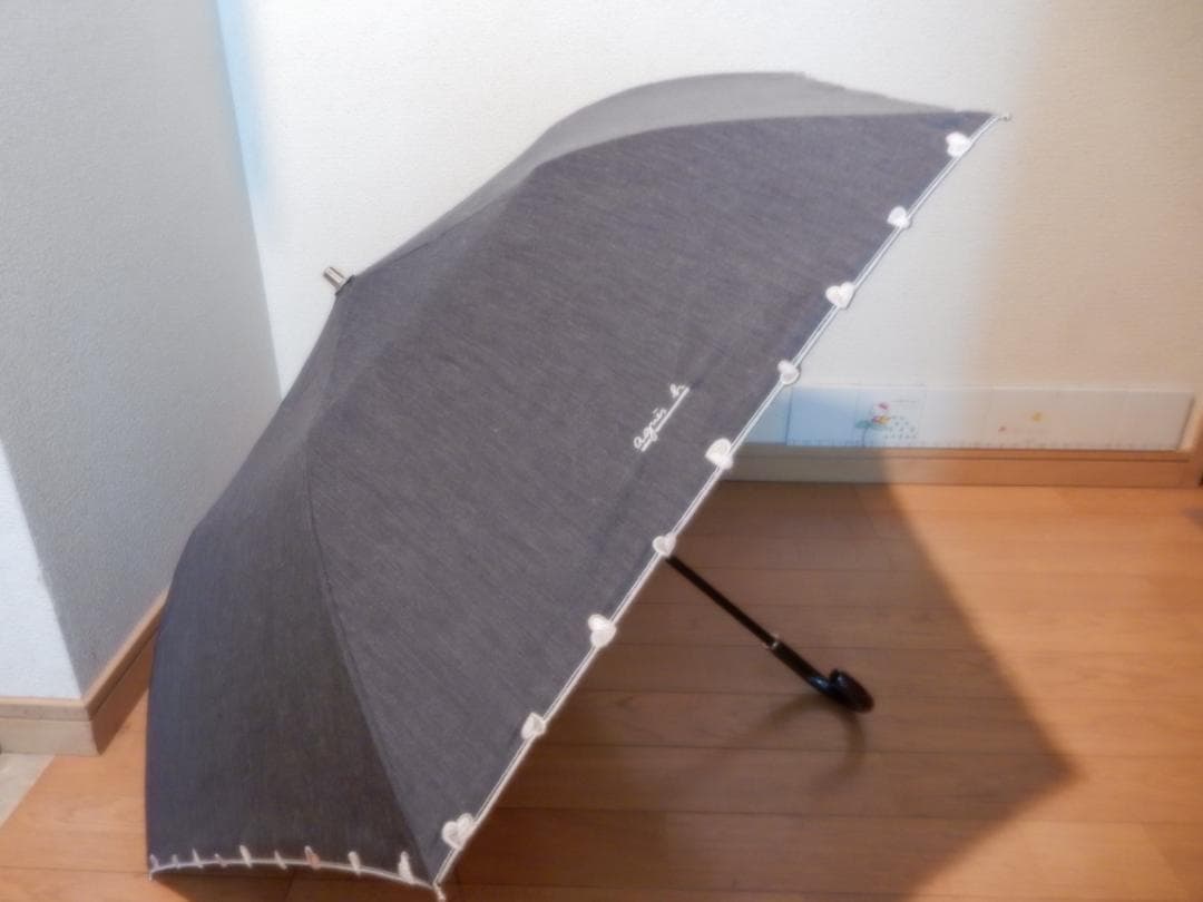 agnes b.（アニエスベー）ハート刺繡晴雨兼用傘(折り畳み傘)