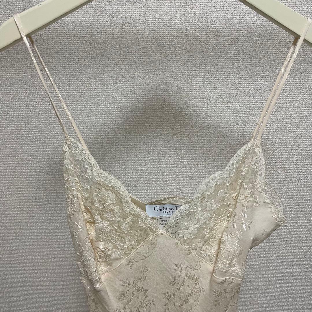 Christian Dior シルクレースキャミソール アイボリー 36