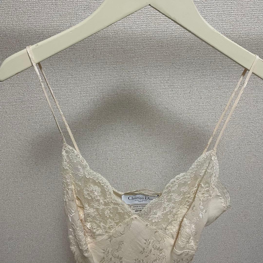 Christian Dior シルクレースキャミソール アイボリー 36