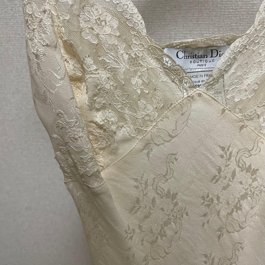 Christian Dior シルクレースキャミソール アイボリー 36