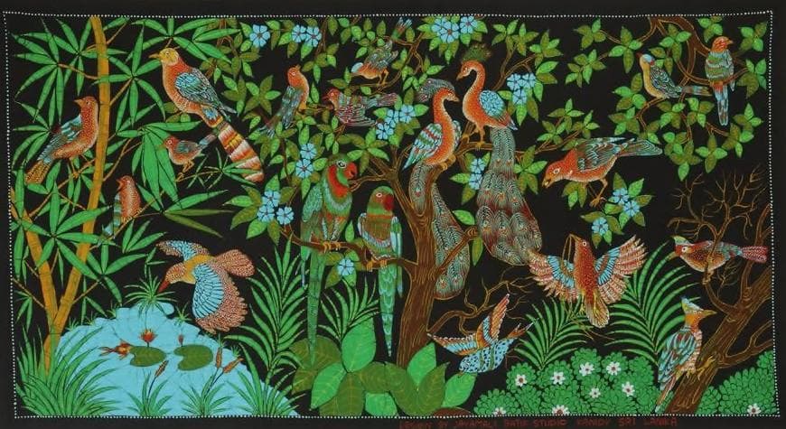 【Kao】手染め 横長 バティック・タペストリー 88cm ×161cm