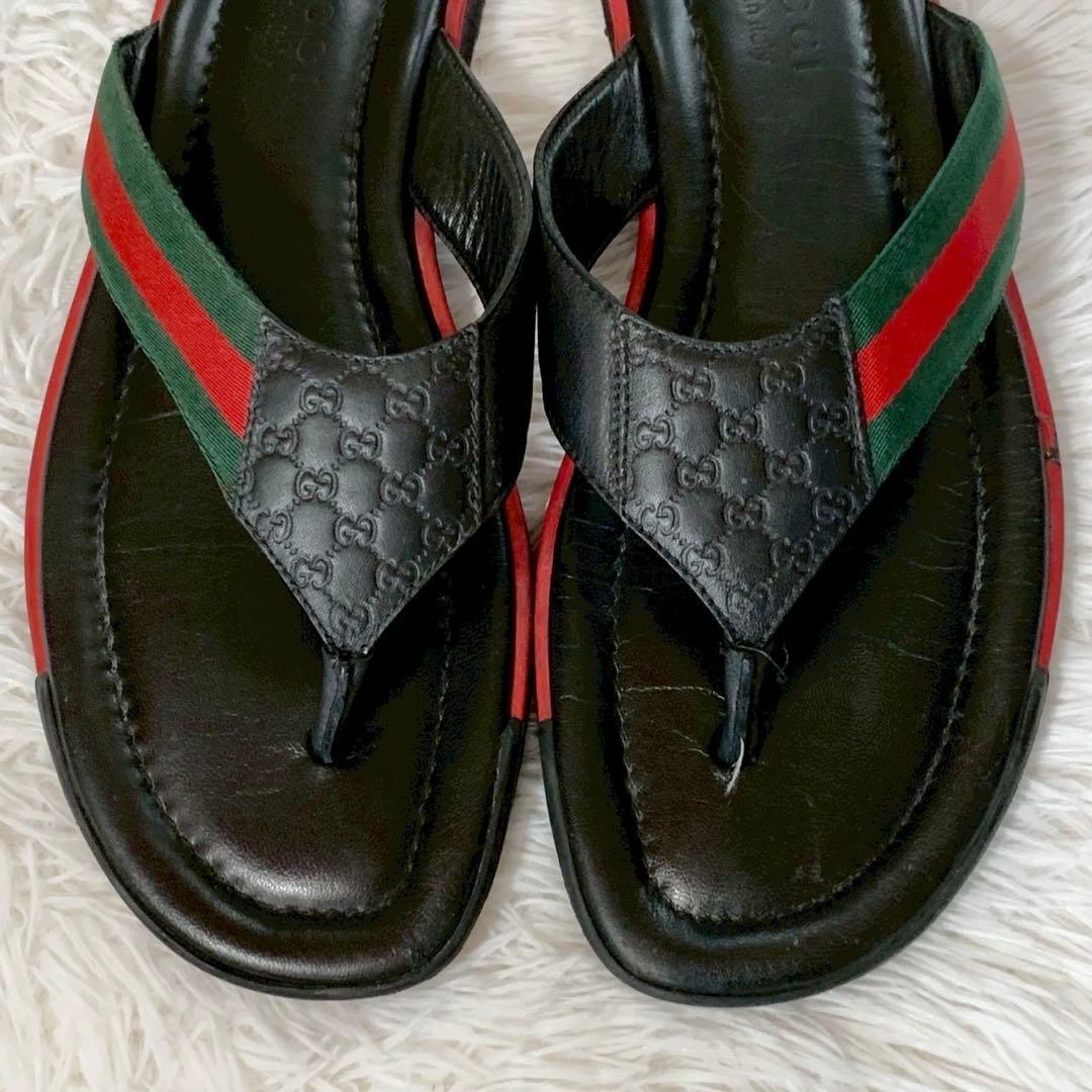 GUCCI　グッチ　シェリーライン　グッチシマ　GGロゴ　トング　レザーサンダル