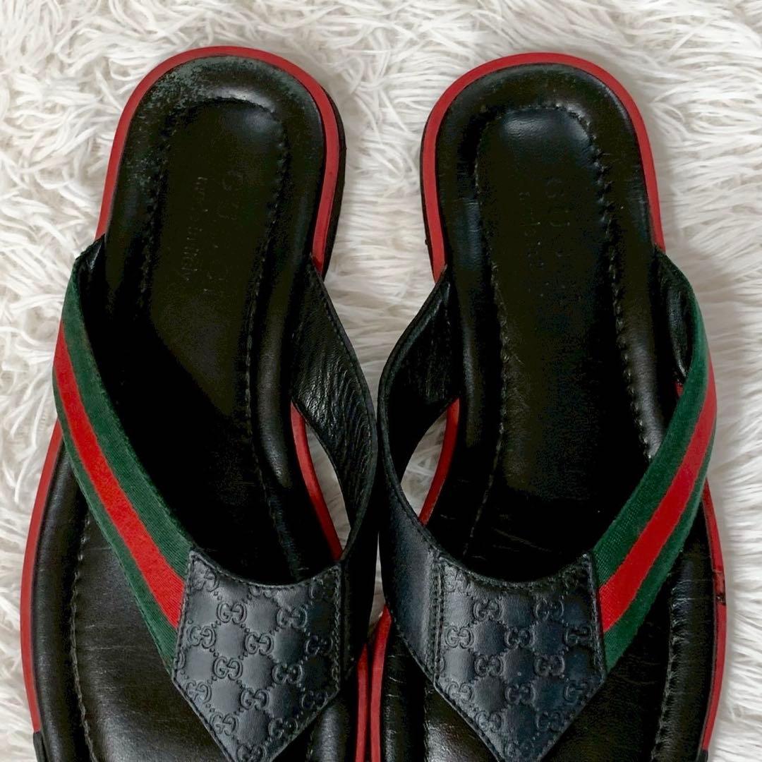 GUCCI　グッチ　シェリーライン　グッチシマ　GGロゴ　トング　レザーサンダル
