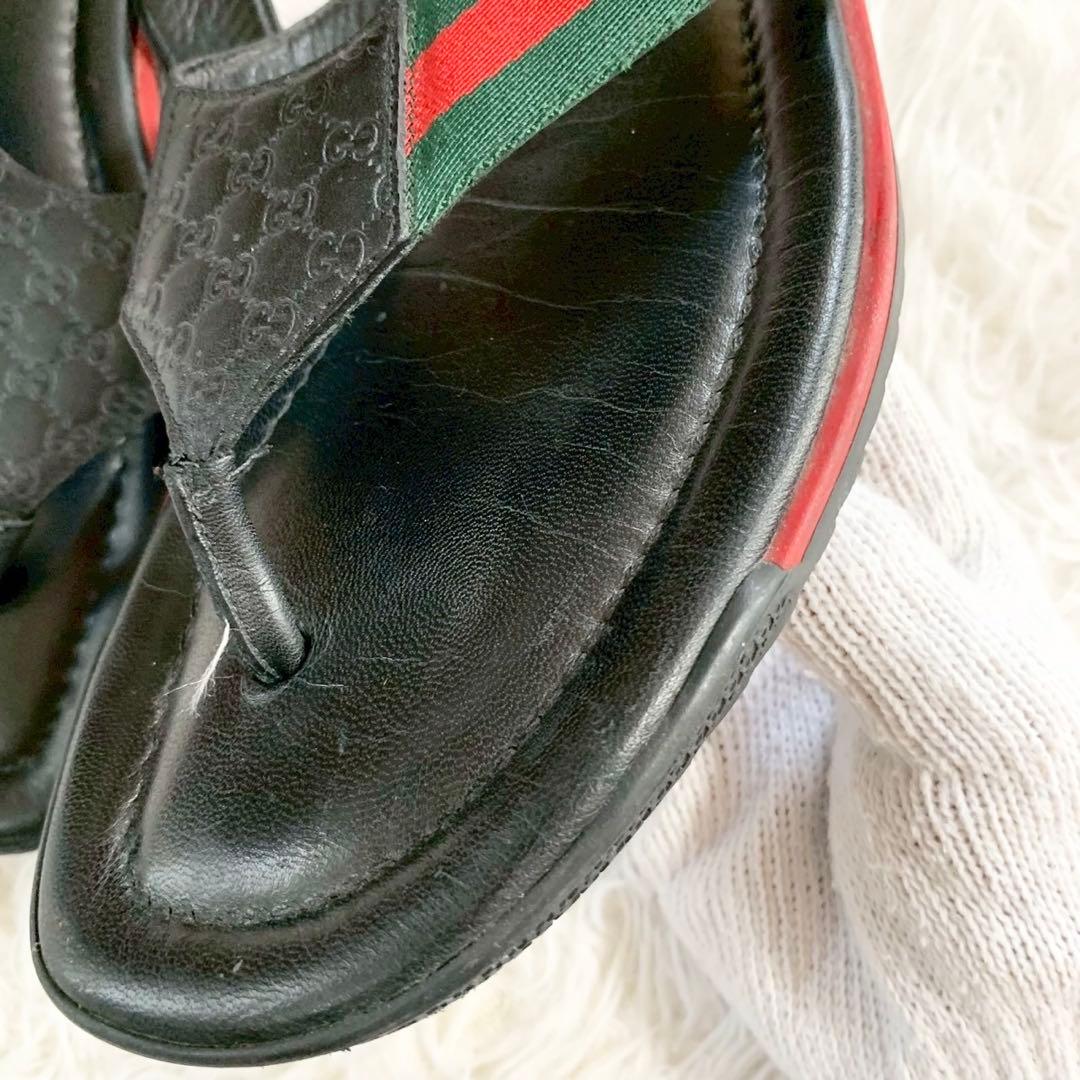 GUCCI　グッチ　シェリーライン　グッチシマ　GGロゴ　トング　レザーサンダル
