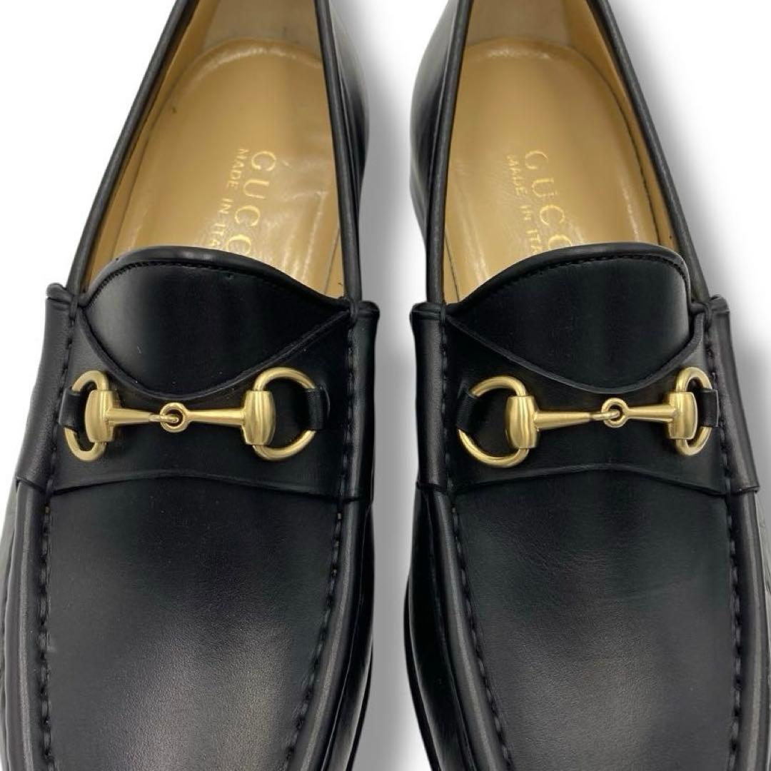 美品 GUCCI グッチ ホースビット レザー ローファー 革靴 ブラック 黒