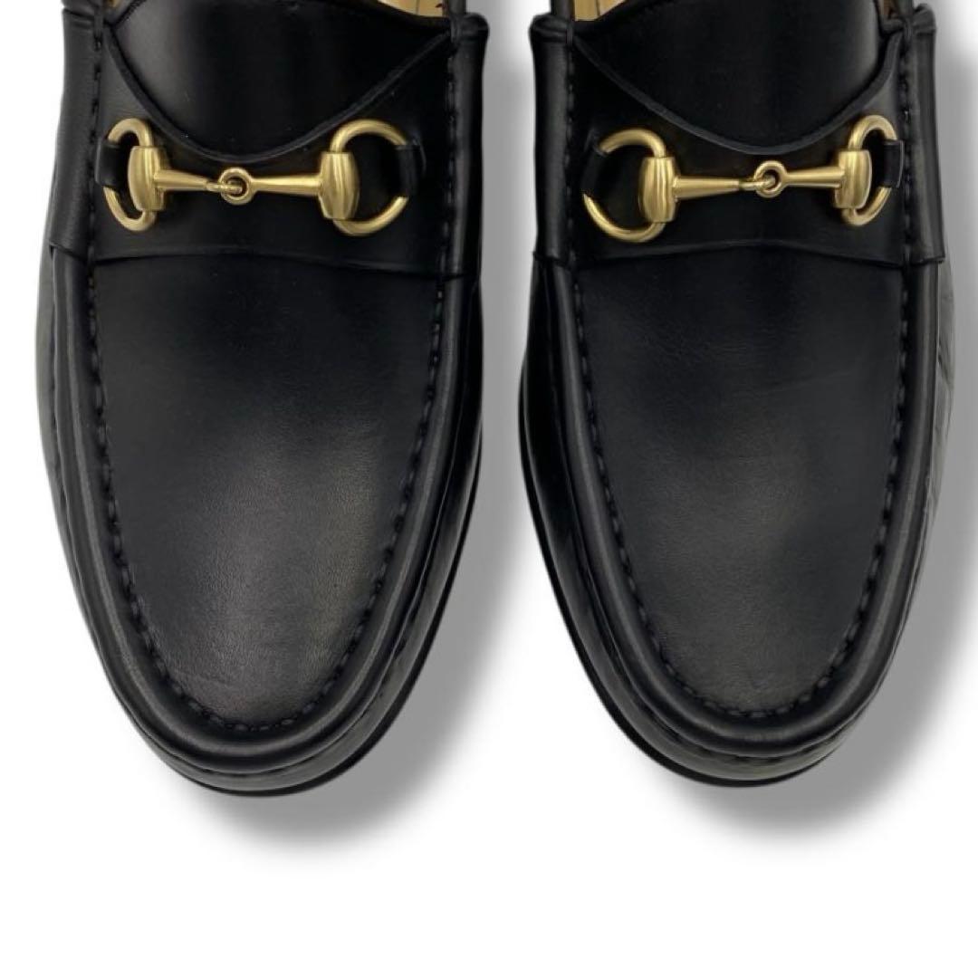 美品 GUCCI グッチ ホースビット レザー ローファー 革靴 ブラック 黒