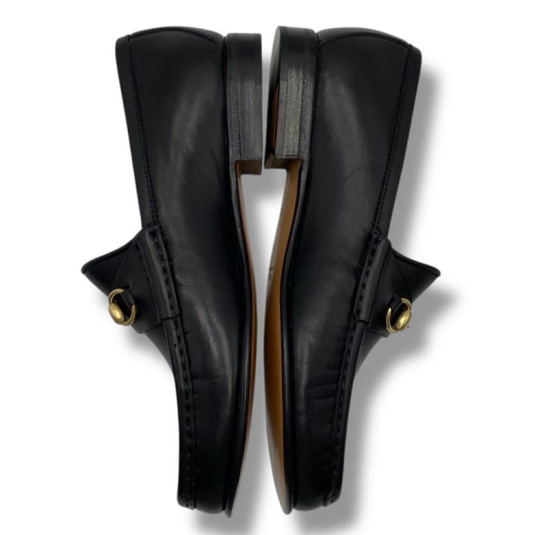 美品 GUCCI グッチ ホースビット レザー ローファー 革靴 ブラック 黒