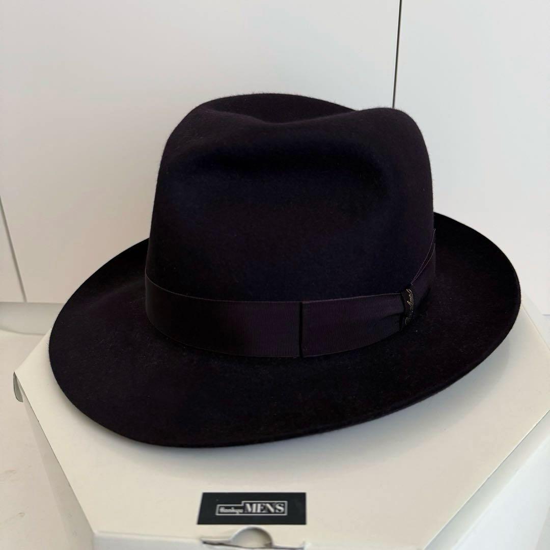 【美品】Borsalino hat ボルサリーノ 59 紫　兎 アレッサンドリア