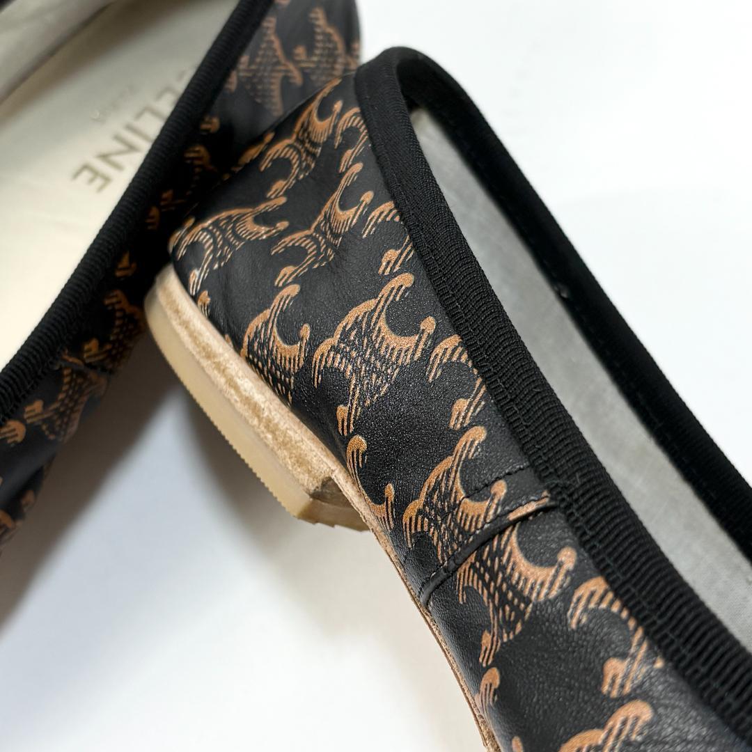 美品 CELINE バレリーナ / トリオンフ&レース プリント 37 シューズ