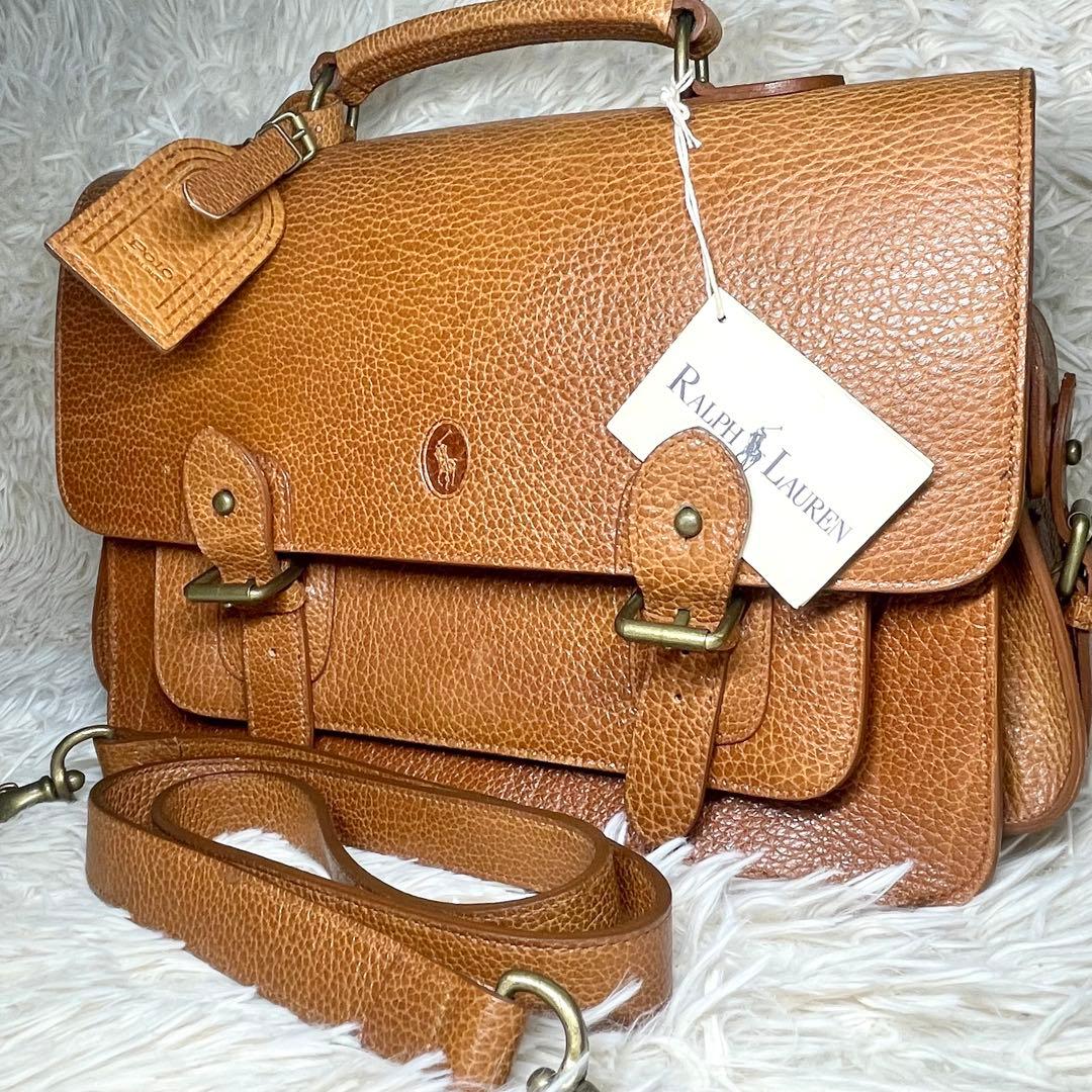 【美品✨】ラルフローレン　シボ革　2way ビジネスバッグ　メッセンジャーバッグ