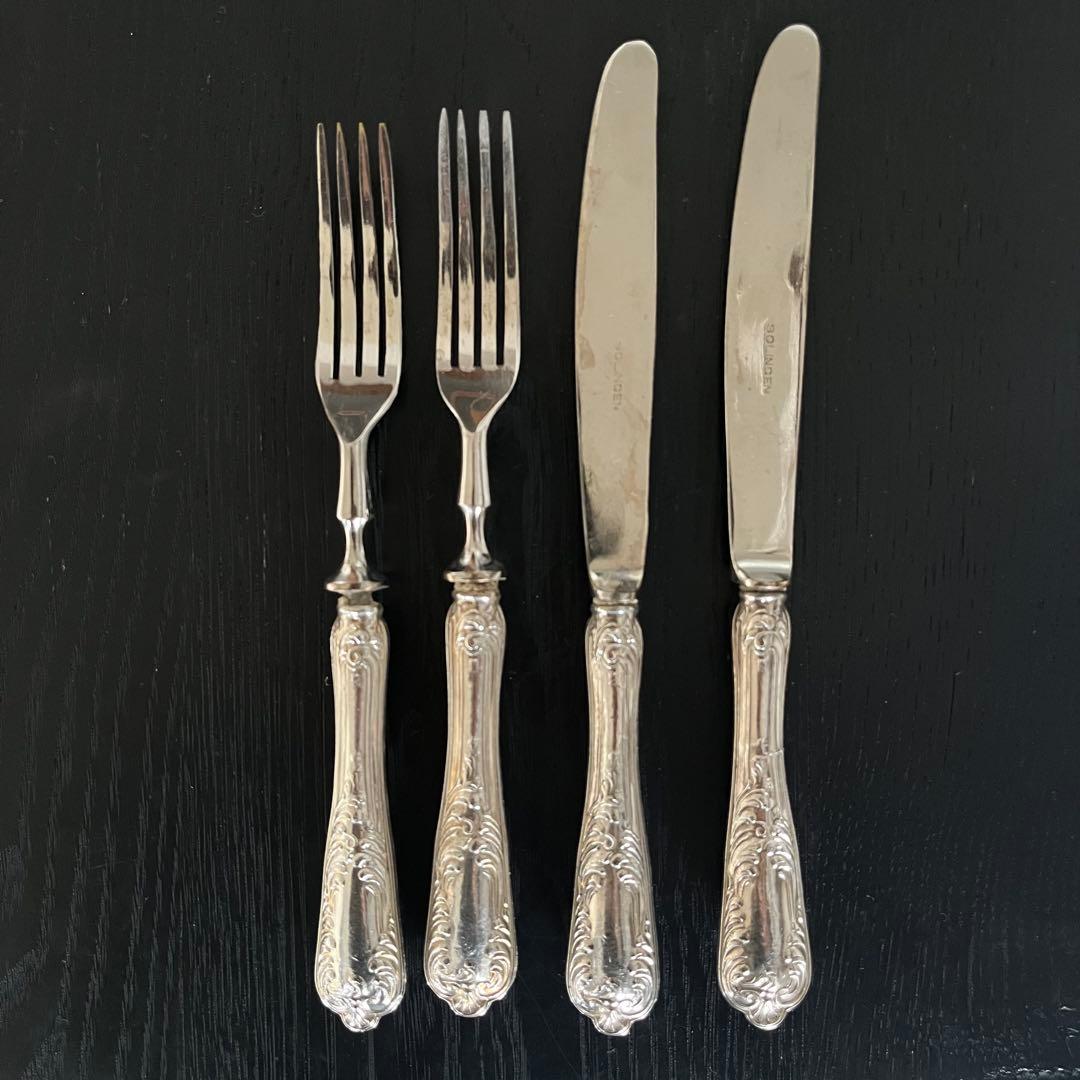 アンティーク デザートカトラリーセット（フォーク2本・ナイフ2本）