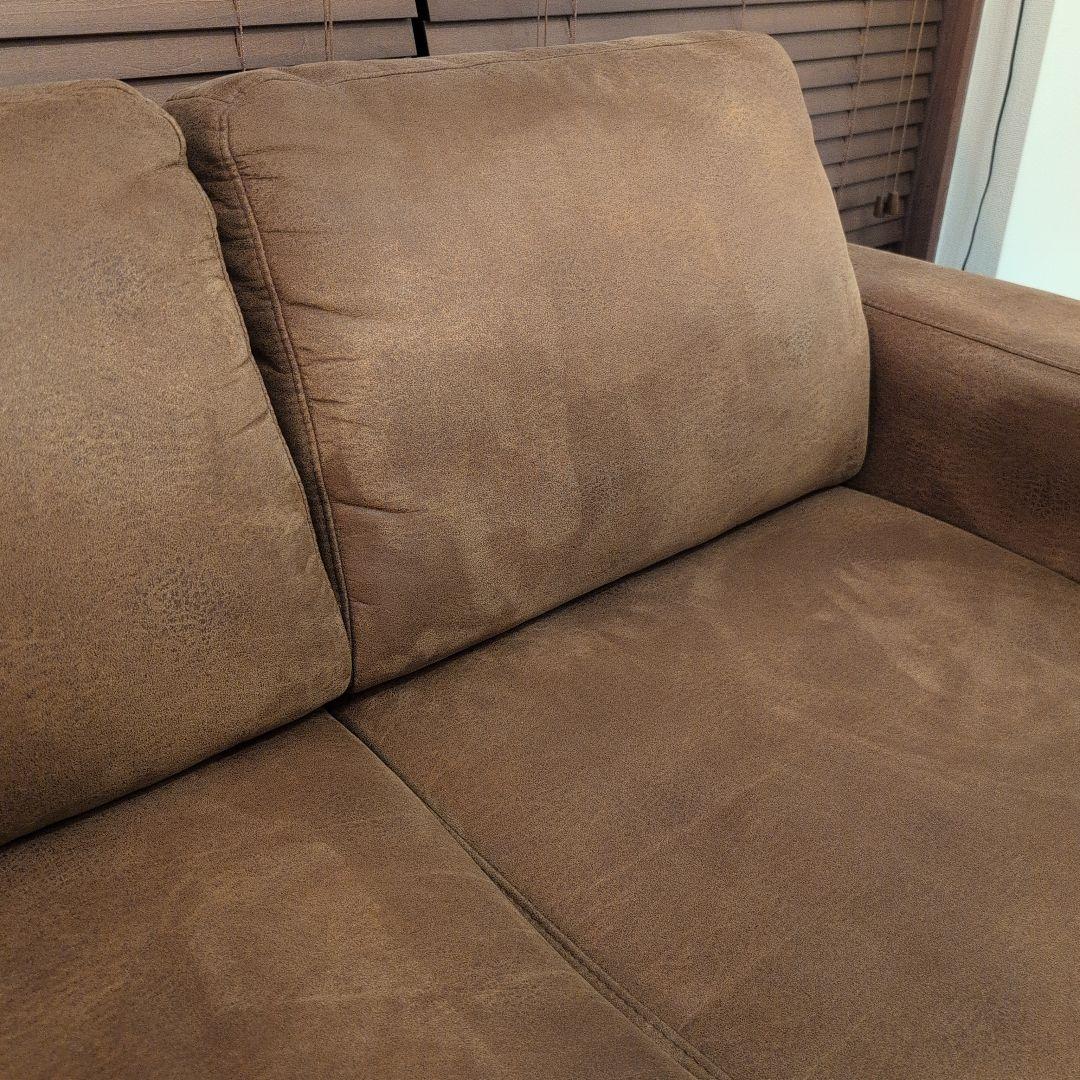 1月12日迄【東京目黒区　現地引取可の方】ソファ　ブラウンスエード調 2人掛
