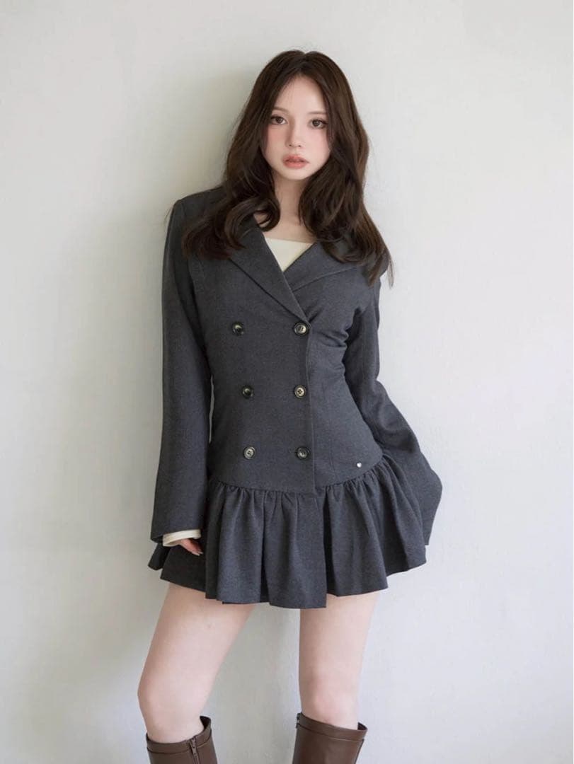 ワンピース Andmary Donna gather mini dress gray