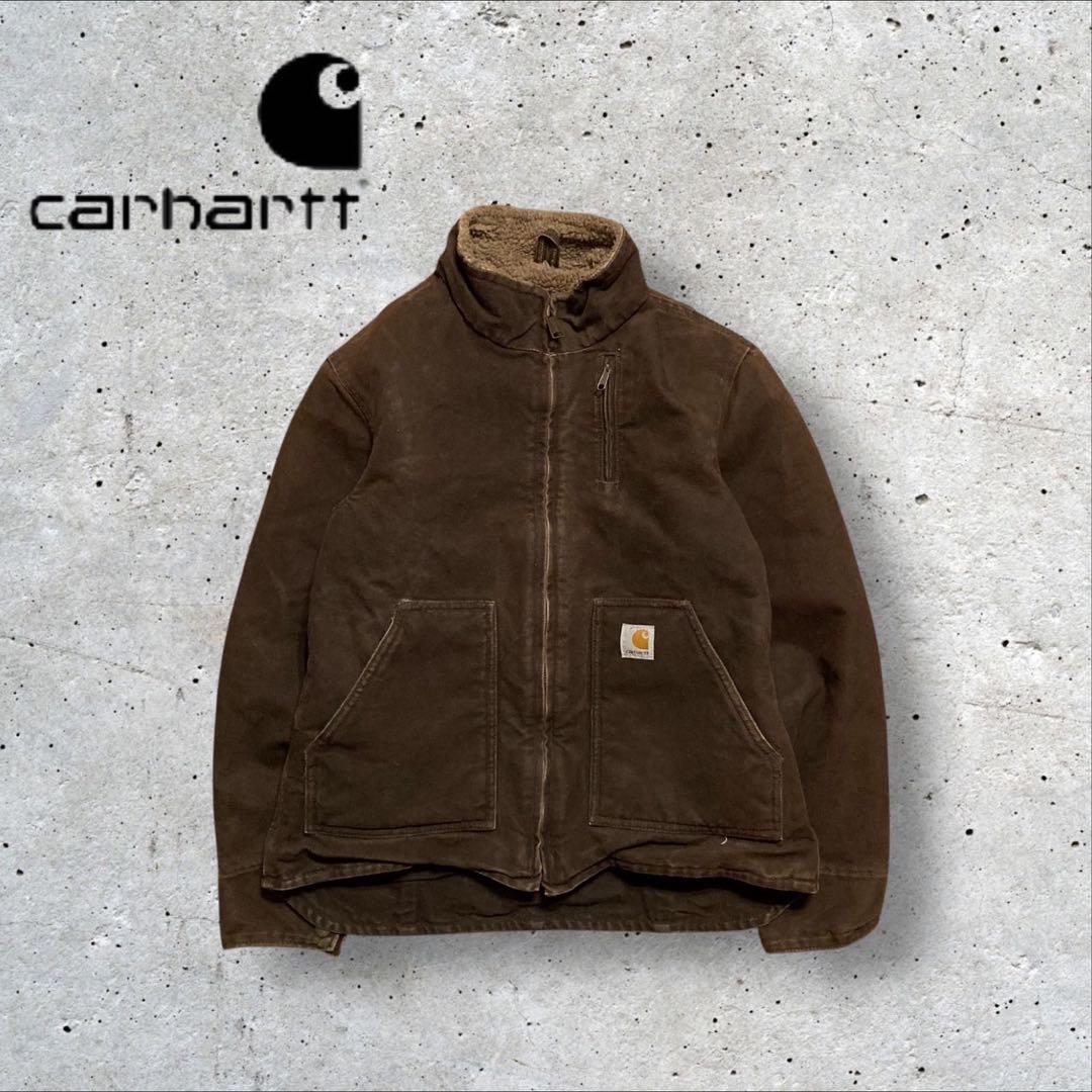 【カーハート】ダック地ジャケット　裏ボア　茶色　S 人気カラー i