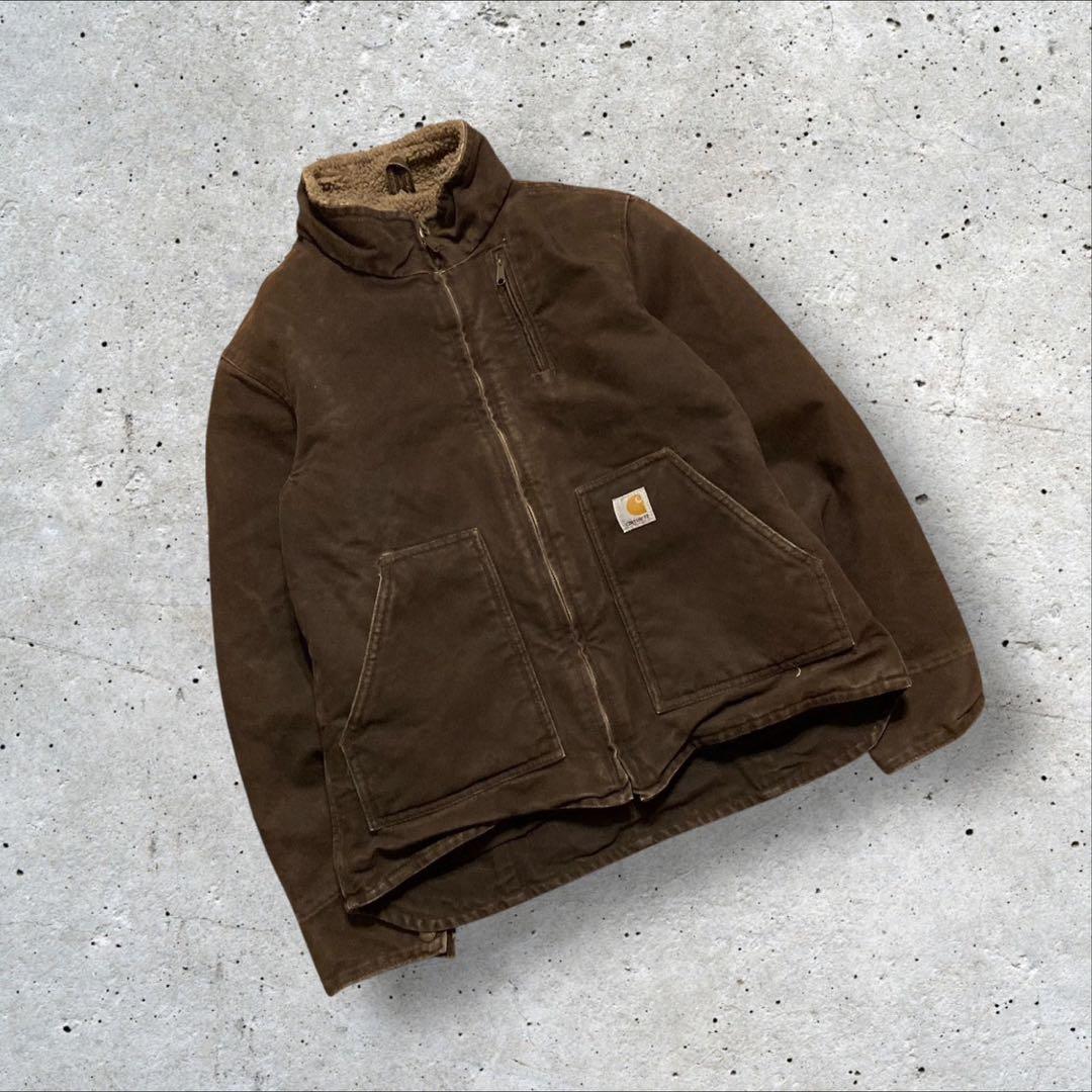 【カーハート】ダック地ジャケット　裏ボア　茶色　S 人気カラー i