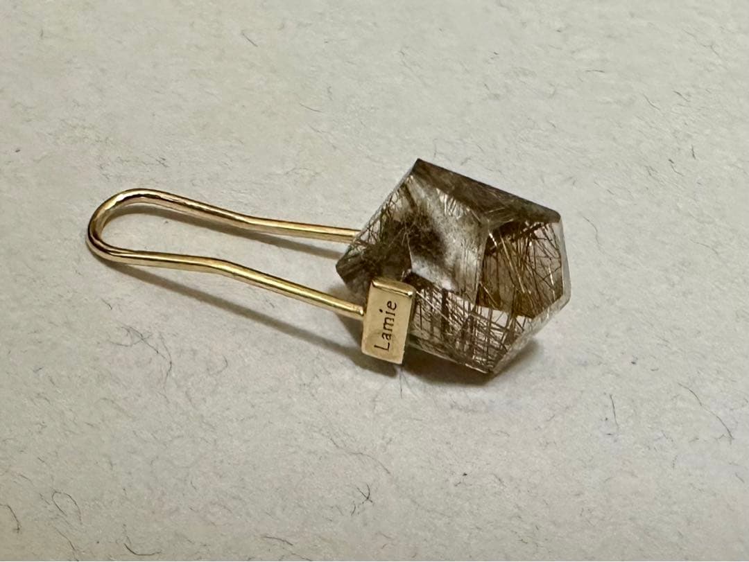 Lamie片耳用bagピアス　ルチルクオーツ