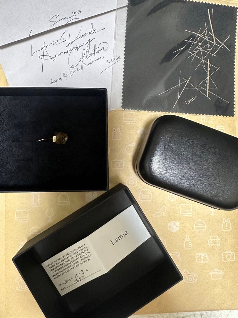 Lamie片耳用bagピアス　ルチルクオーツ