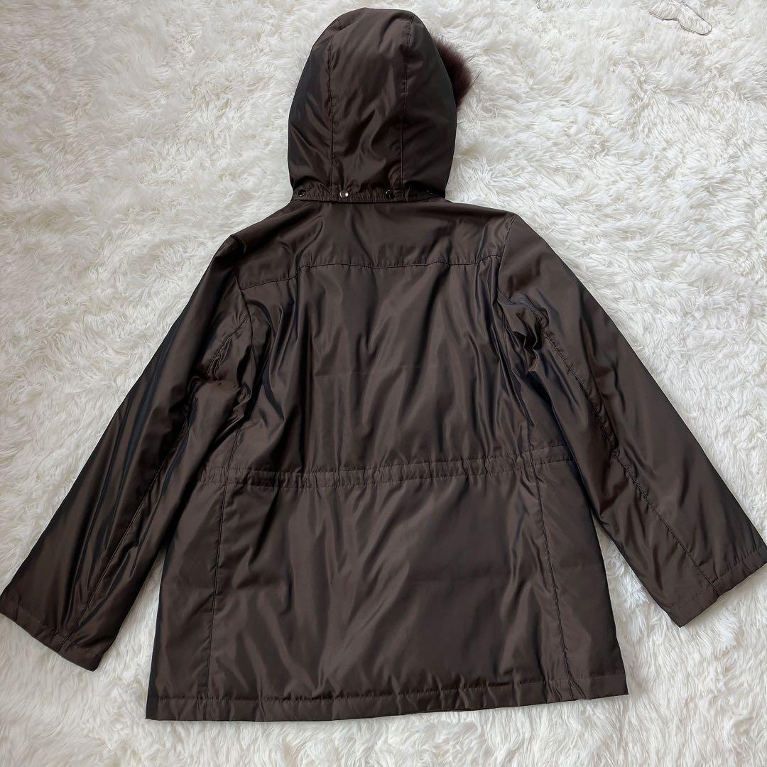 希少　バーバリーロンドン　モッズコート　ノバチェック　リアルファー　ダウン