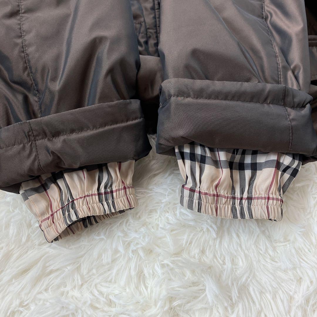 希少　バーバリーロンドン　モッズコート　ノバチェック　リアルファー　ダウン