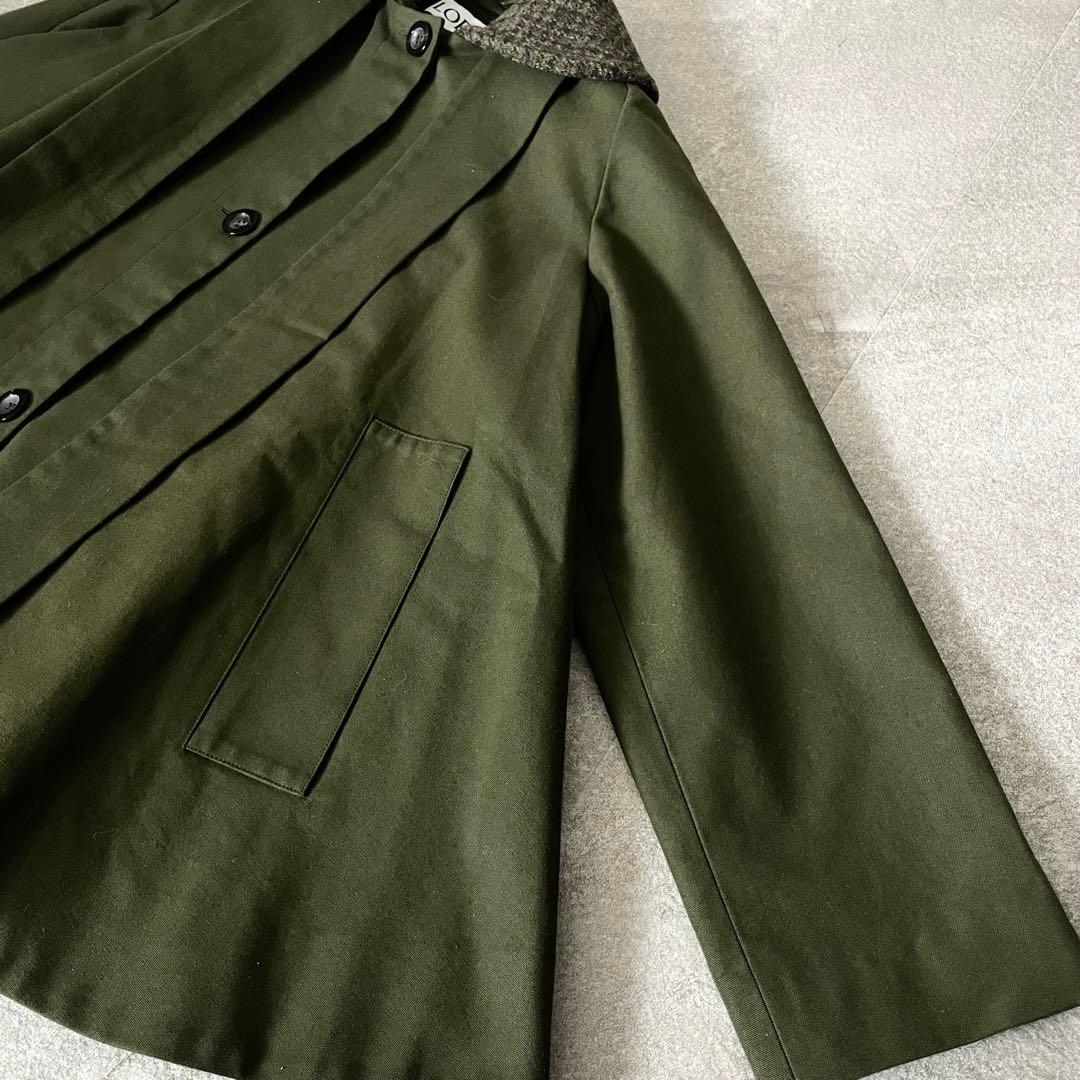 美品★ロエベ　ハウンドトゥース カラージャケット　ケープコート　32 襟着脱可