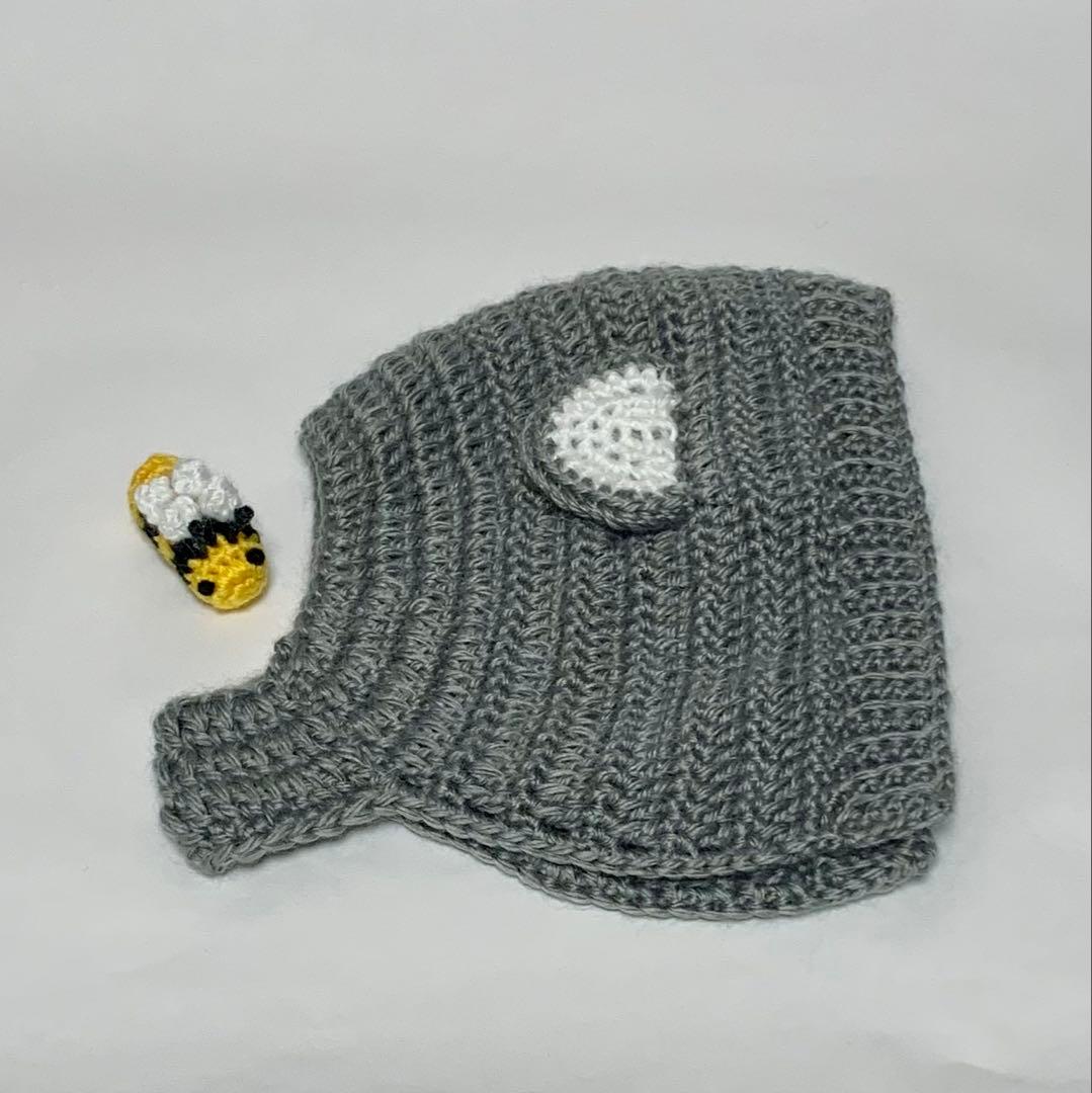 ℛちゃん。♡ くまのボンネット（グレー、ピンク）棒編みのニット帽（白）✖️2