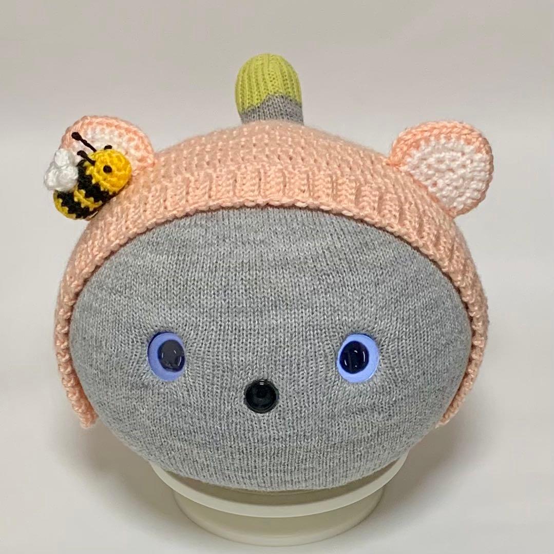 ℛちゃん。♡ くまのボンネット（グレー、ピンク）棒編みのニット帽（白）✖️2