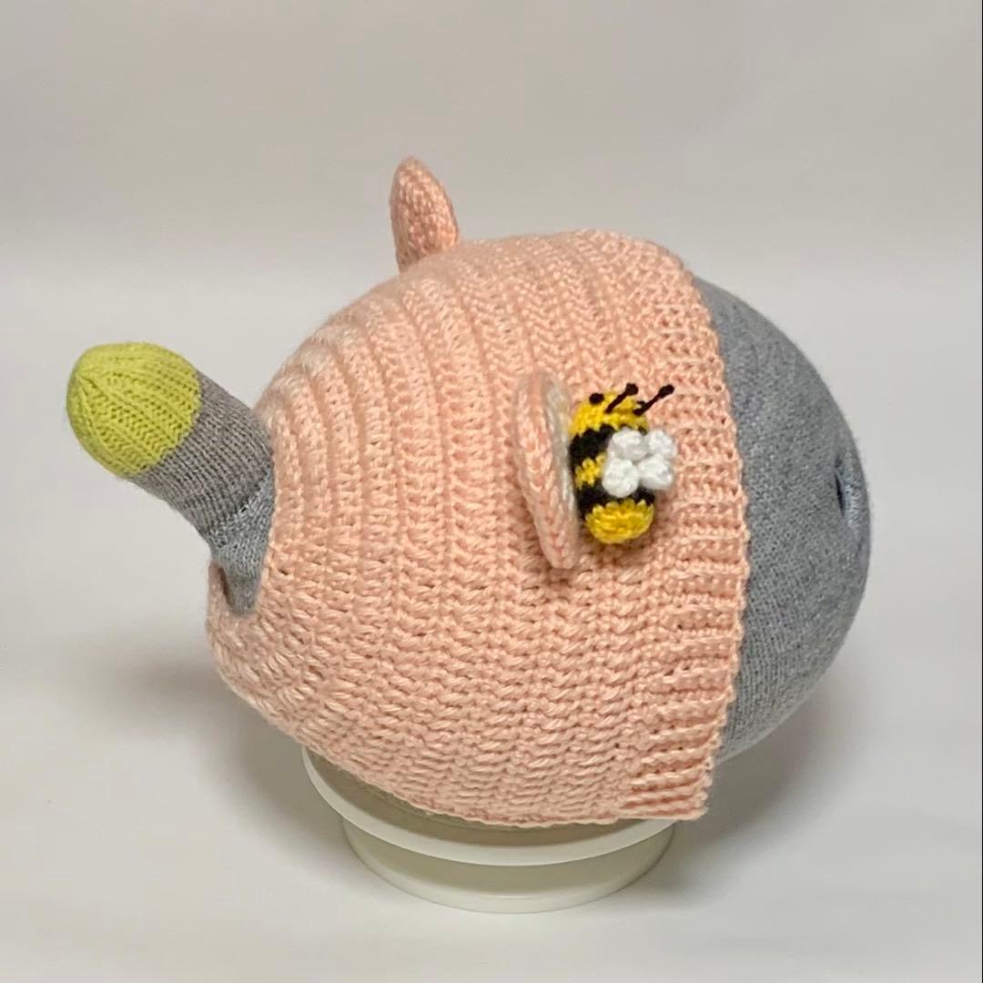 ℛちゃん。♡ くまのボンネット（グレー、ピンク）棒編みのニット帽（白）✖️2