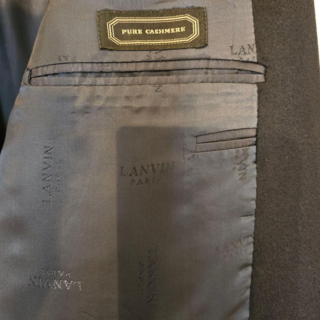 ランバン　カシミア　ダブルテーラードジャケット　濃紺　サイズＬ【美品】