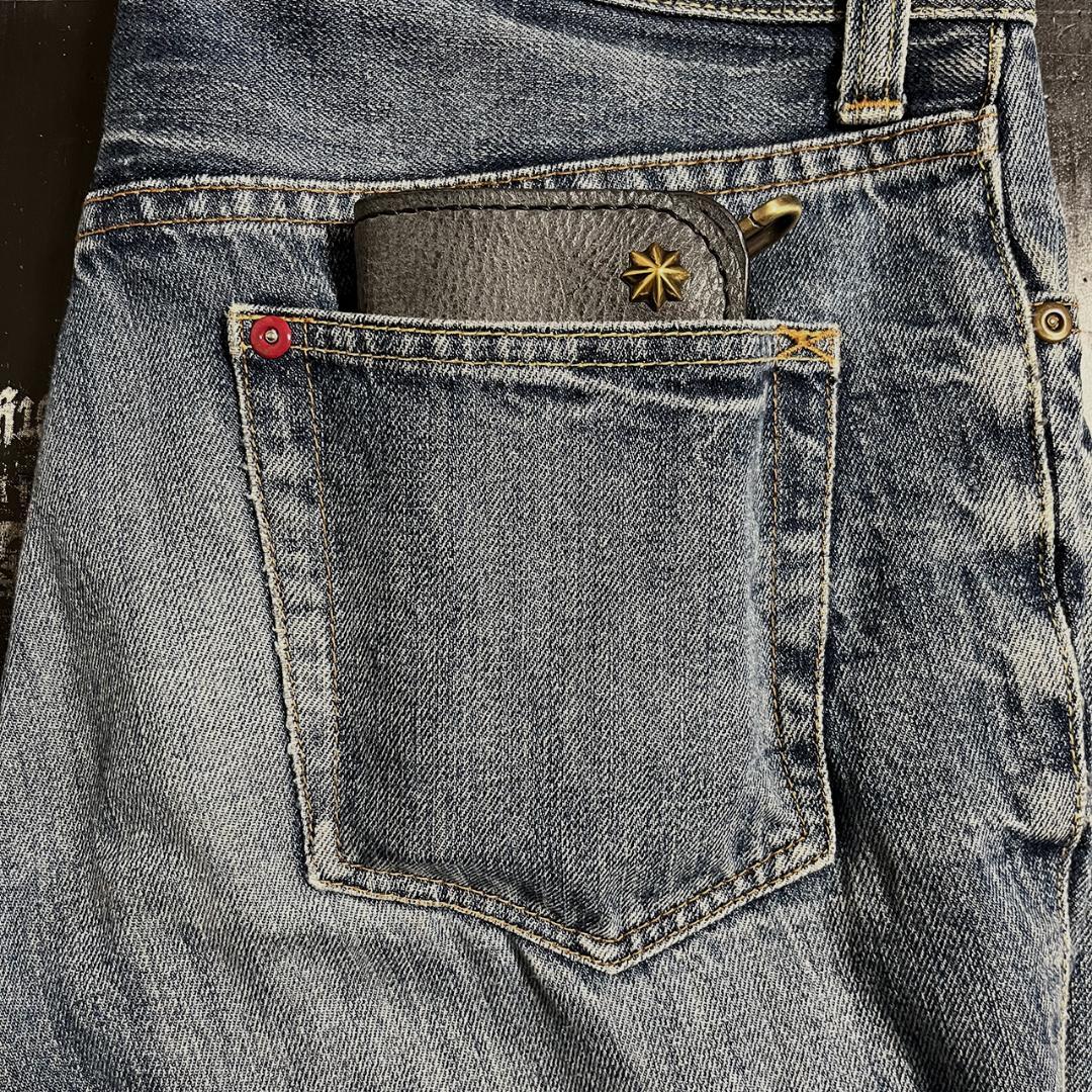 トラッカーウォレット ブラックにエイジング ミドルトラッカーウォレット #335