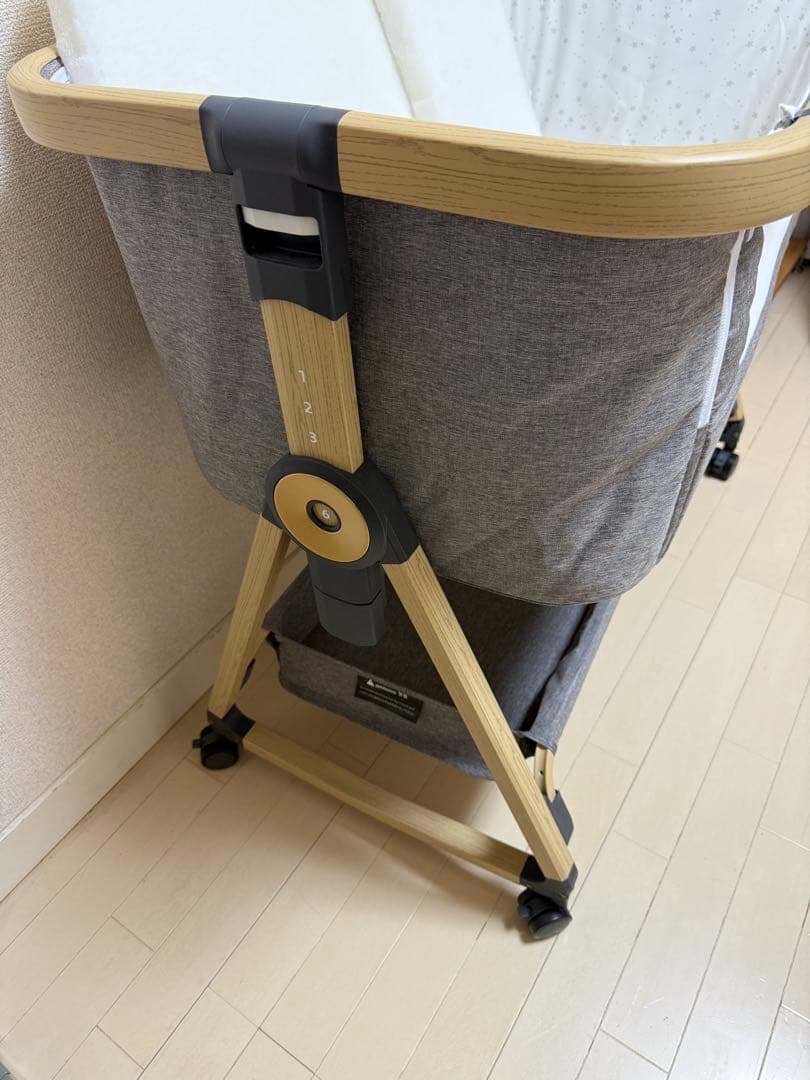 【2024年購入】HZDMJ ベビーベッド　グレー 洗える敷布団付き